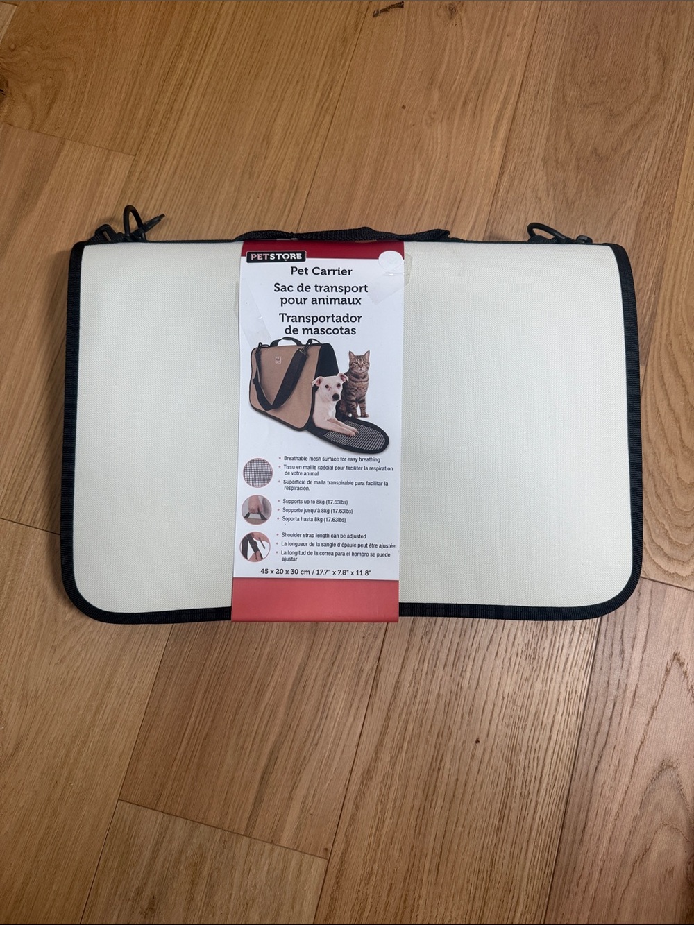 White & Black Travel Pet Carrier - Compact Soft-Sided Carrier